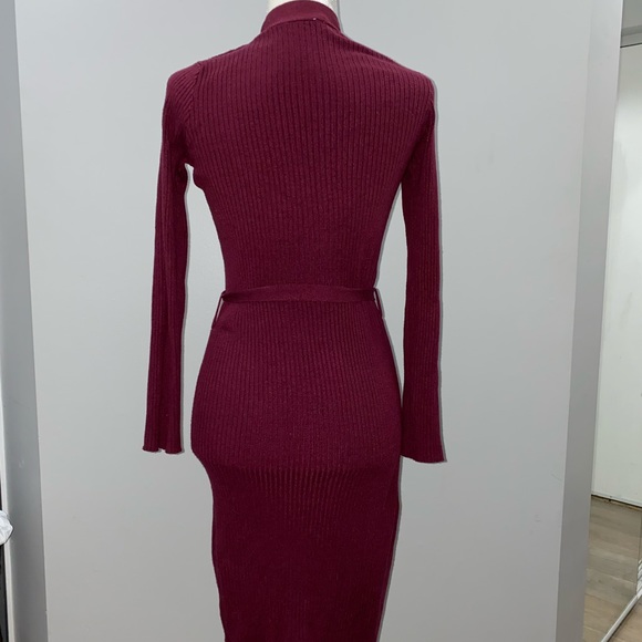 Midi Knit Dress with Belt - Picture 2 of 2